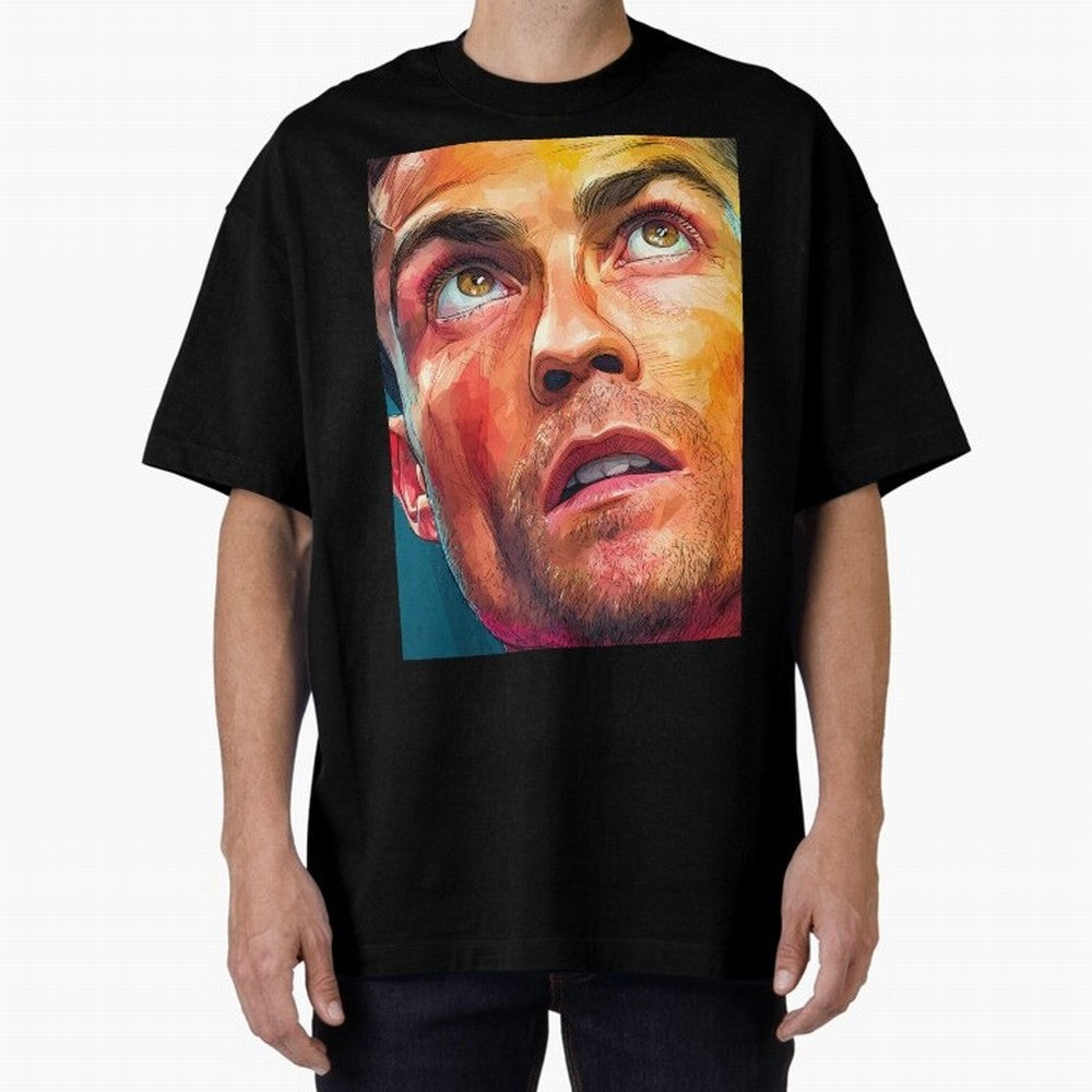 Cristiano Ronaldo Football Soccer Player Intense Color Portrait Oversized T-Shirt Represent Match Day Hype around FIFA World Cup 2026, Neymar, Netherlands, Champion Mindset, Group Stage Buzz, Knockout Tension and Passionate Fan Culture; Perfect for