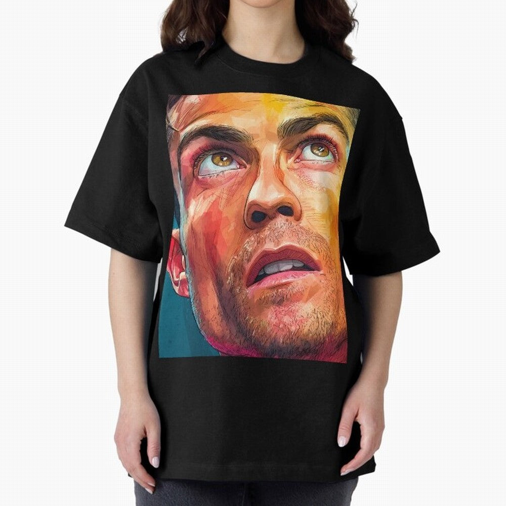 Cristiano Ronaldo Football Soccer Player Intense Color Portrait Oversized T-Shirt Represent Match Day Hype around FIFA World Cup 2026, Neymar, Netherlands, Champion Mindset, Group Stage Buzz, Knockout Tension and Passionate Fan Culture; Perfect for