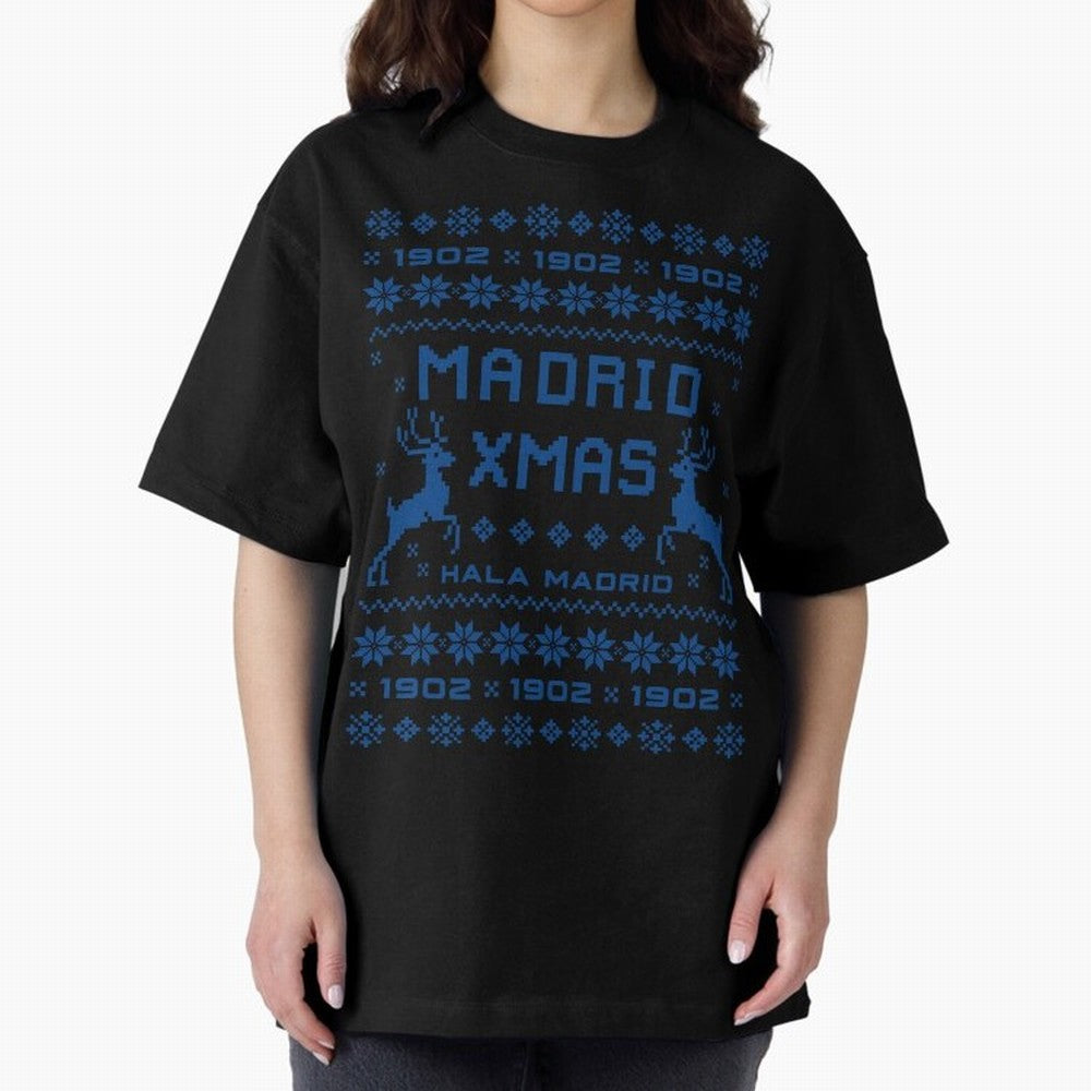 Real Madrid Christmas Oversized T-Shirt Capture Stadium Memories from the FIFA World Cup 2026 USA Canada Mexico Journey through Haaland and Mbappe Highlights, Germany Pride, Football Passion, Legendary Performances, Festival Vibes and Supporter