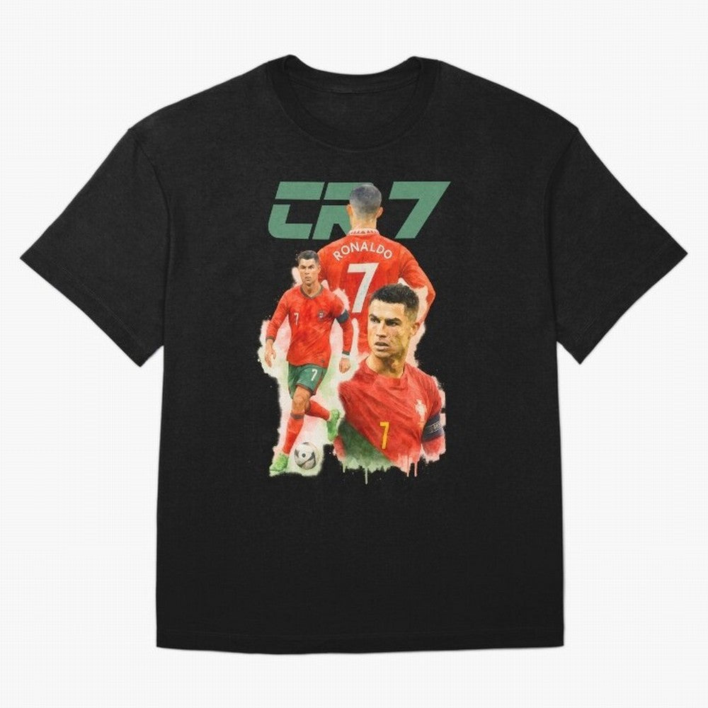 CR7 Cristiano Ronaldo illustration watercolour Oversized T-Shirt Celebrate Every Goal in Match Day Hype around FIFA World Cup 2026 USA Canada Mexico, Messi, Neymar and Mbappe, Spain and Netherlands, Supporter Pride, Iconic Celebrations, Legendary