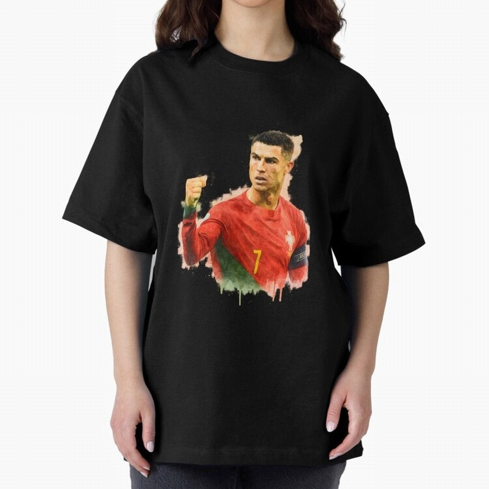 CR7 Cristiano Ronaldo potrait a powerful moment artwork Oversized T-Shirt Stand Proud for Global Football Passion for FIFA World Cup 2026 USA Canada Mexico, Featuring Mbappe and Neymar, Spain, Tournament Hype, Historic Matchups, Family Viewing