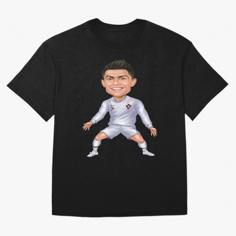 Cristiano Ronaldo Cartoon Oversized T-Shirt Showcase Match Day Hype around FIFA World Cup 2026, Messi and Cristiano Ronaldo, France, Match Day Excitement, Supporter Culture, Golden Goals and Global Football Passion; Made for Die Hard Supporters,