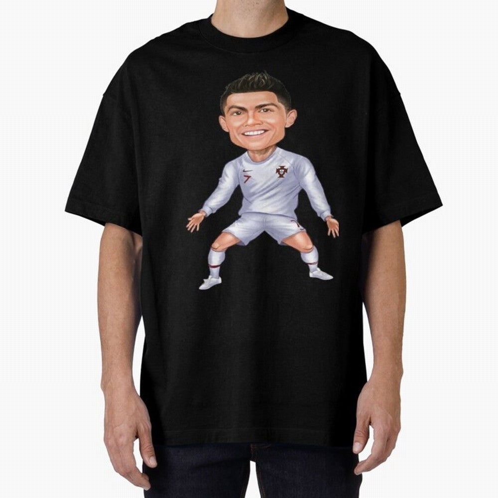 Cristiano Ronaldo Cartoon Oversized T-Shirt Showcase Match Day Hype around FIFA World Cup 2026, Messi and Cristiano Ronaldo, France, Match Day Excitement, Supporter Culture, Golden Goals and Global Football Passion; Made for Die Hard Supporters,