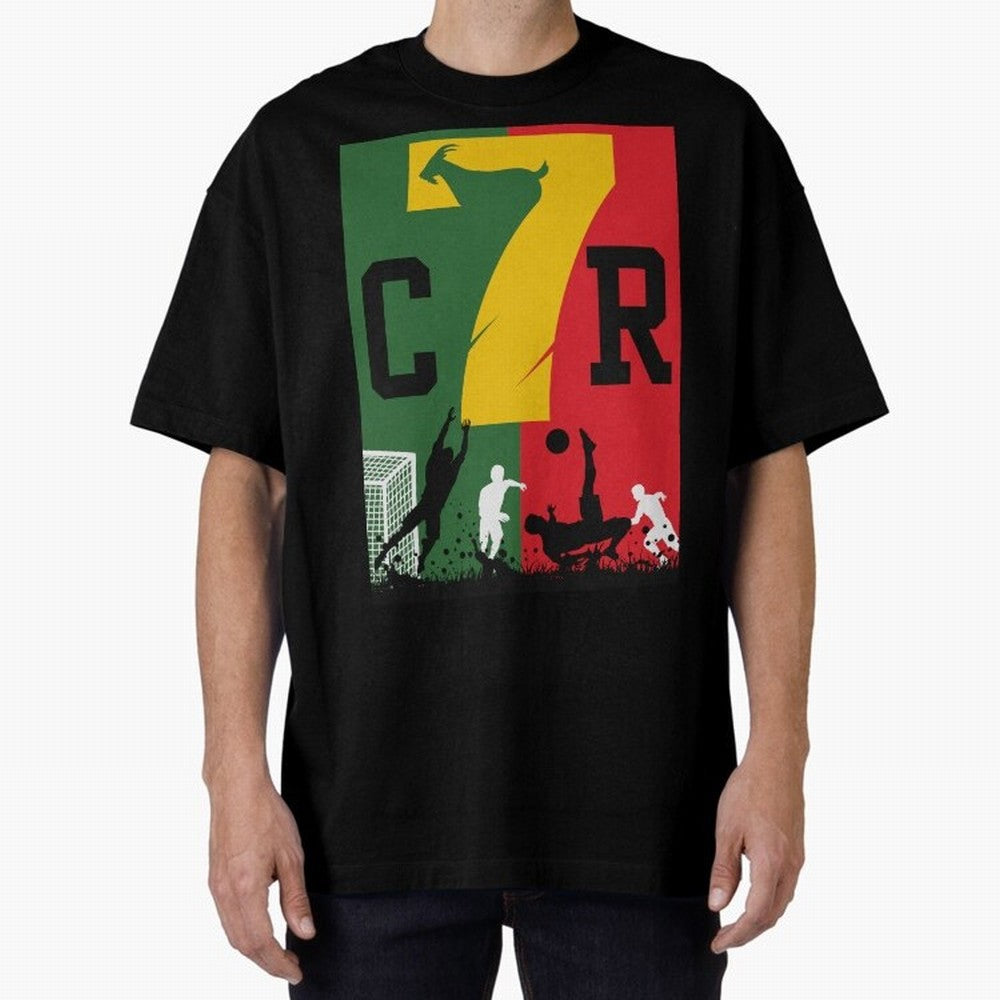 Portugal The Goat CR 7 World Cup 2026 Oversized T-Shirt Feel the Trophy Chase of Global Football Passion for FIFA World Cup 2026 Group Stage, Centered on Haaland and Mbappe, England and Germany, Match Day Excitement, Supporter Culture, Golden Goals