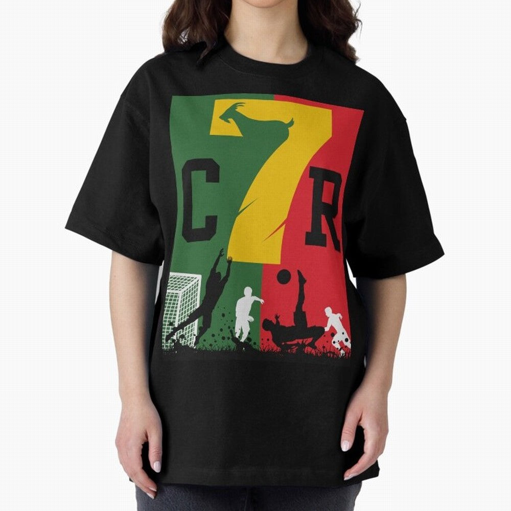 Portugal The Goat CR 7 World Cup 2026 Oversized T-Shirt Feel the Trophy Chase of Global Football Passion for FIFA World Cup 2026 Group Stage, Centered on Haaland and Mbappe, England and Germany, Match Day Excitement, Supporter Culture, Golden Goals