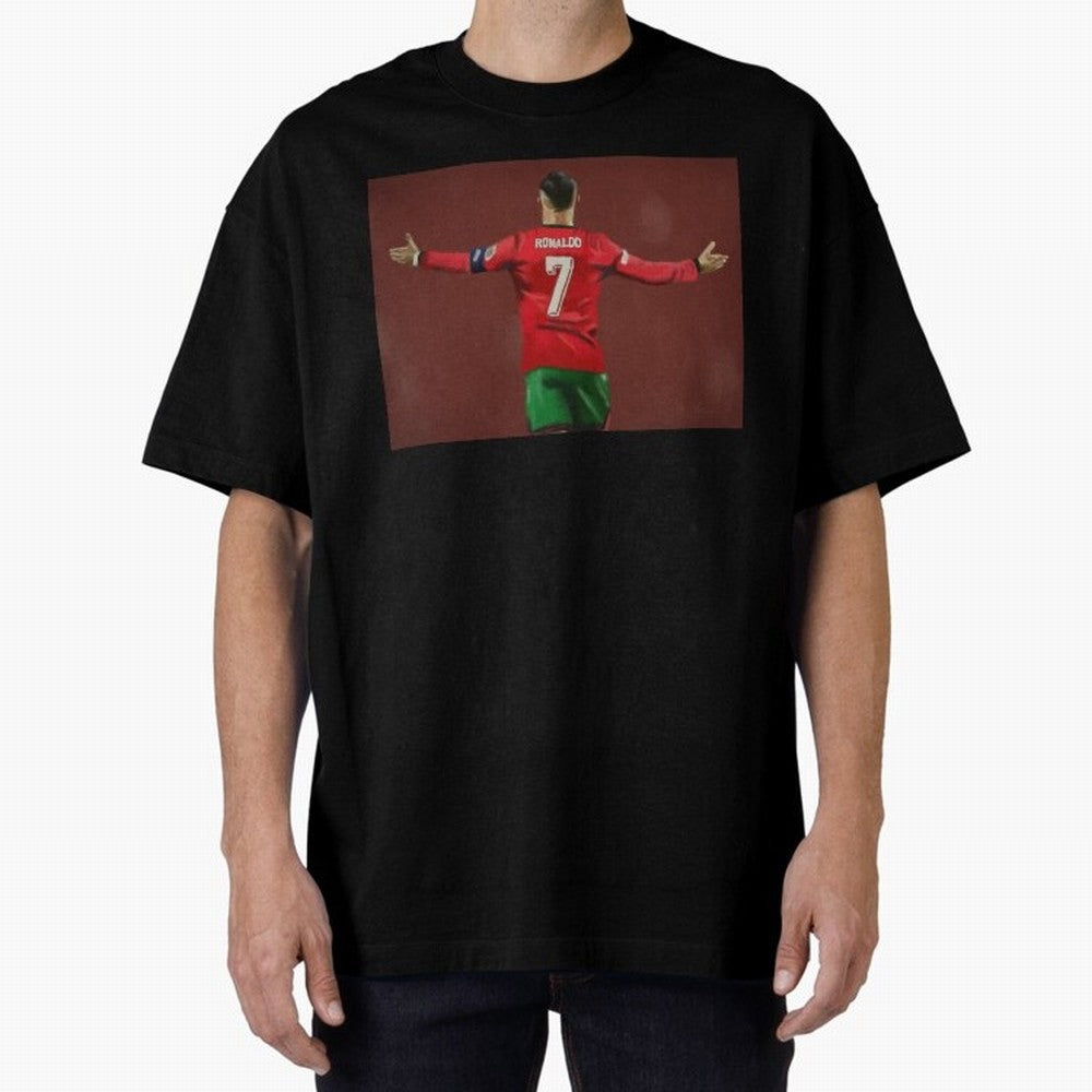 Cristiano Ronaldo portrait painting Oversized T-Shirt Celebrate Unforgettable Nights in the FIFA World Cup 2026 Group Stage Journey through Neymar Highlights, Argentina Pride, Football History, Final Match Energy, Crowd Noise and Once in a Lifetime