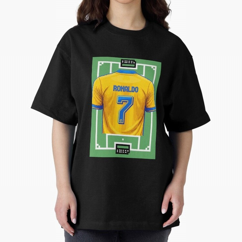 Cristiano Ronaldo Al-Nassr 8-Bit Soccer Football Oversized T-Shirt Feel the Trophy Chase of Global Football Passion for FIFA World Cup 2026 USA Canada Mexico, with Neymar, Haaland and Cristiano Ronaldo, England and Germany, Champion Mindset, Group