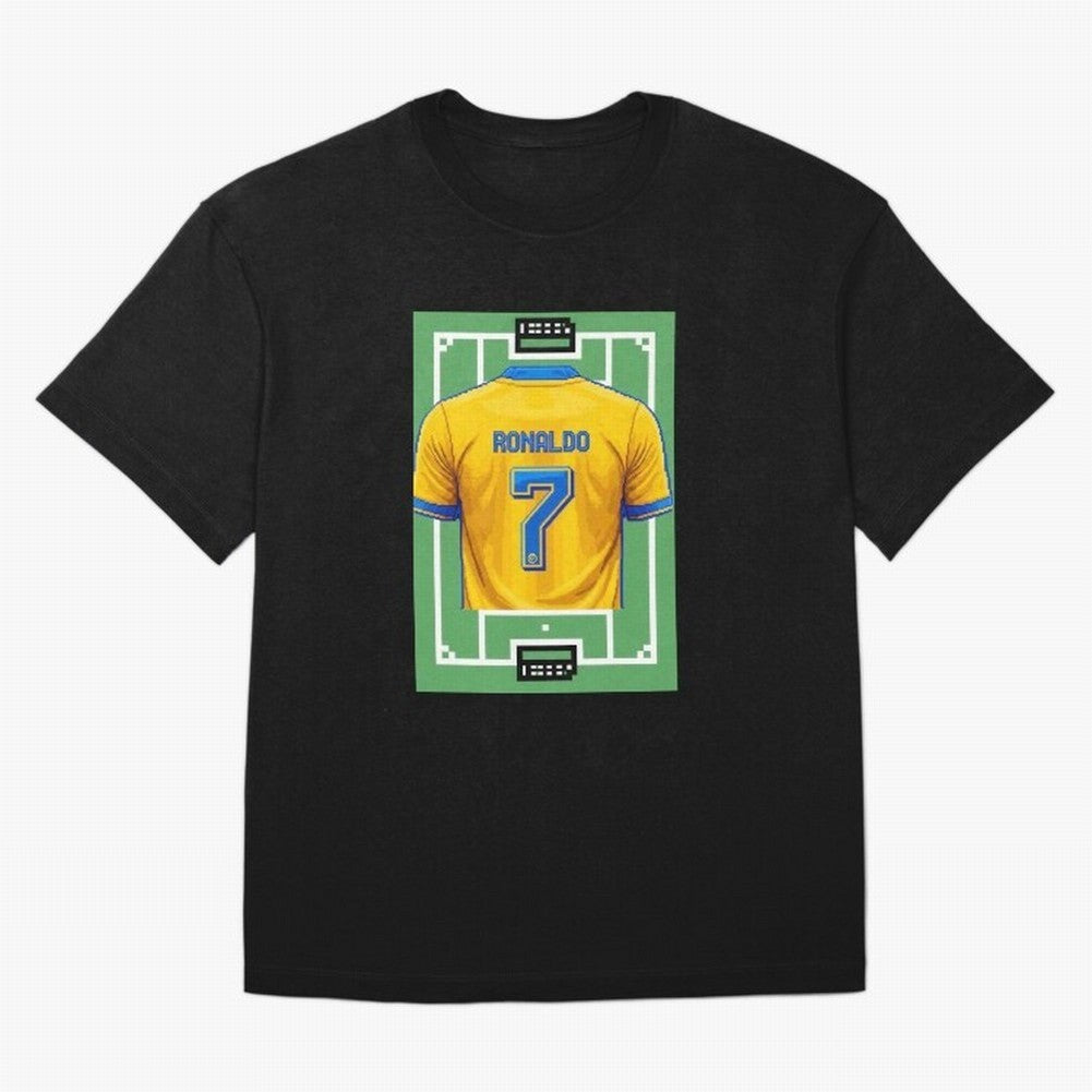 Cristiano Ronaldo Al-Nassr 8-Bit Soccer Football Oversized T-Shirt Feel the Trophy Chase of Global Football Passion for FIFA World Cup 2026 USA Canada Mexico, with Neymar, Haaland and Cristiano Ronaldo, England and Germany, Champion Mindset, Group