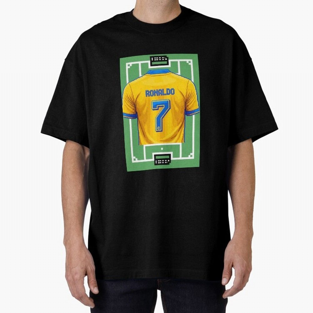 Cristiano Ronaldo Al-Nassr 8-Bit Soccer Football Oversized T-Shirt Feel the Trophy Chase of Global Football Passion for FIFA World Cup 2026 USA Canada Mexico, with Neymar, Haaland and Cristiano Ronaldo, England and Germany, Champion Mindset, Group
