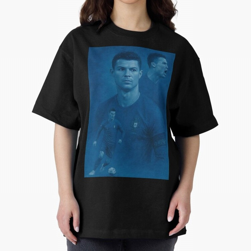 Blue Soccer Oversized T-Shirt Bring Match Day Fire to Match Day Hype around FIFA World Cup 2026 USA Canada Mexico, Cristiano Ronaldo, Haaland and CR7, Brazil, Football Passion, Legendary Performances, Festival Vibes and Supporter Community; Great