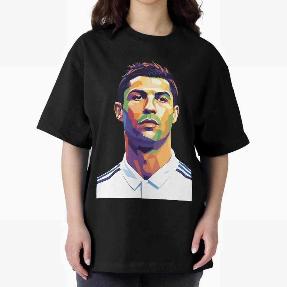 Cristiano Ronaldo Wpap Art Oversized T-Shirt Celebrate FIFA World Cup 2026 USA Canada Mexico for Fans of Messi and Cristiano Ronaldo and Argentina and Brazil, Bringing Football Passion, Legendary Performances, Festival Vibes and Supporter