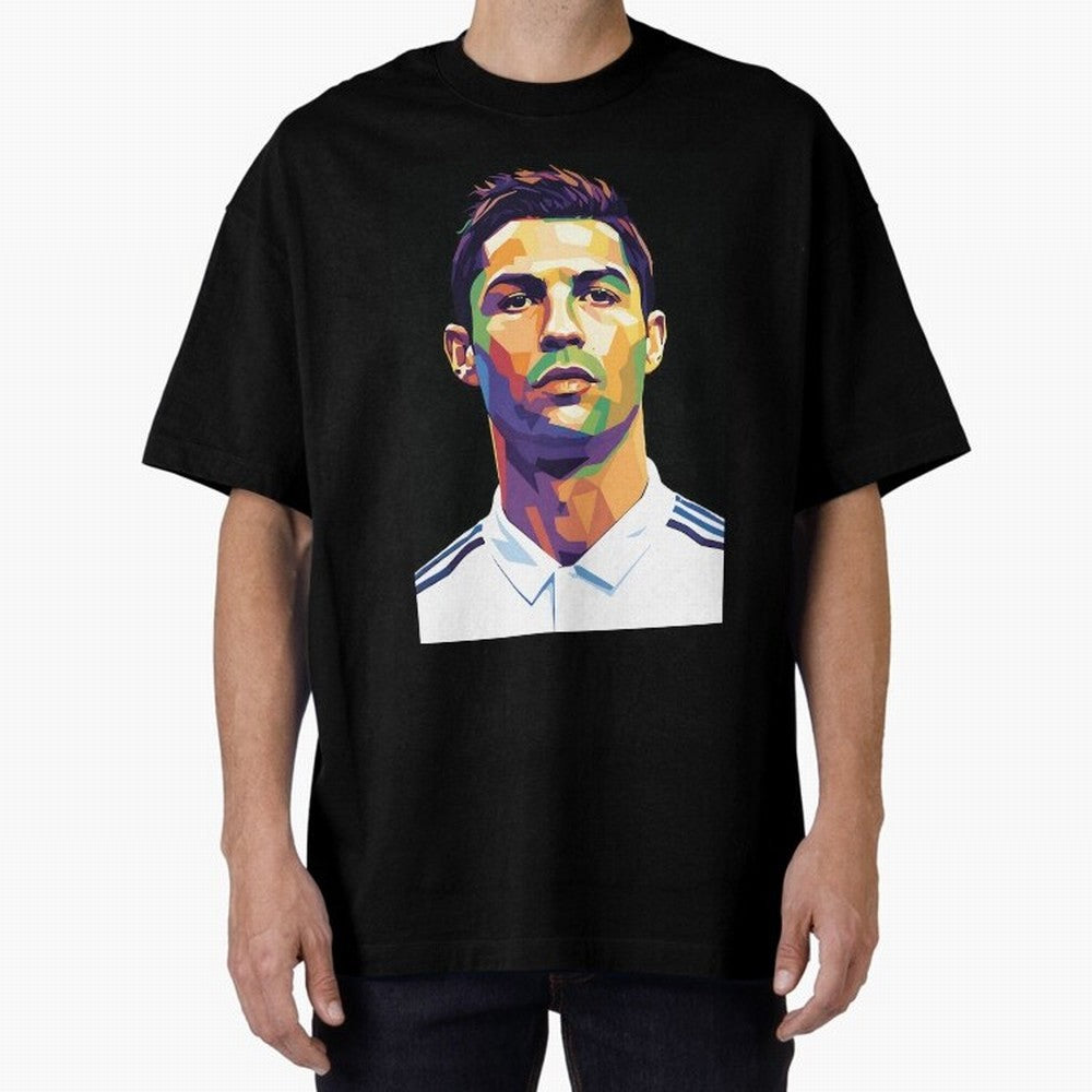 Cristiano Ronaldo Wpap Art Oversized T-Shirt Celebrate FIFA World Cup 2026 USA Canada Mexico for Fans of Messi and Cristiano Ronaldo and Argentina and Brazil, Bringing Football Passion, Legendary Performances, Festival Vibes and Supporter