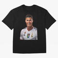 smiling Cristiano Ronaldo Oversized T-Shirt Bring Retro Soccer Energy to Match Day Hype around FIFA World Cup 2026, CR7 and Messi, Netherlands, Classic Soccer Heritage, Championship Pressure, Fan Loyalty and International Pride; Perfect for