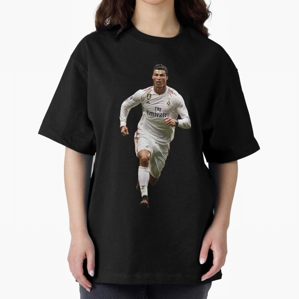 Cristiano Ronaldo runner Oversized T-Shirt Discover FIFA World Cup 2026 USA Canada Mexico Spirit, Centered on France and Portugal, Messi and Cristiano Ronaldo, Global Supporter Spirit, Legendary Goals, National Colors and Tournament Celebration;