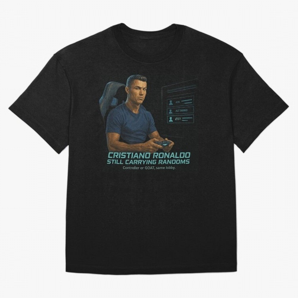 Cristiano Gamer Mode ¡ª Still Carrying Randoms Oversized T-Shirt Discover Match Day Hype around FIFA World Cup 2026 USA Canada Mexico, CR7, England, Stadium Chants, National Pride, Trophy Dreams and Unforgettable Football Memories; Ideal for