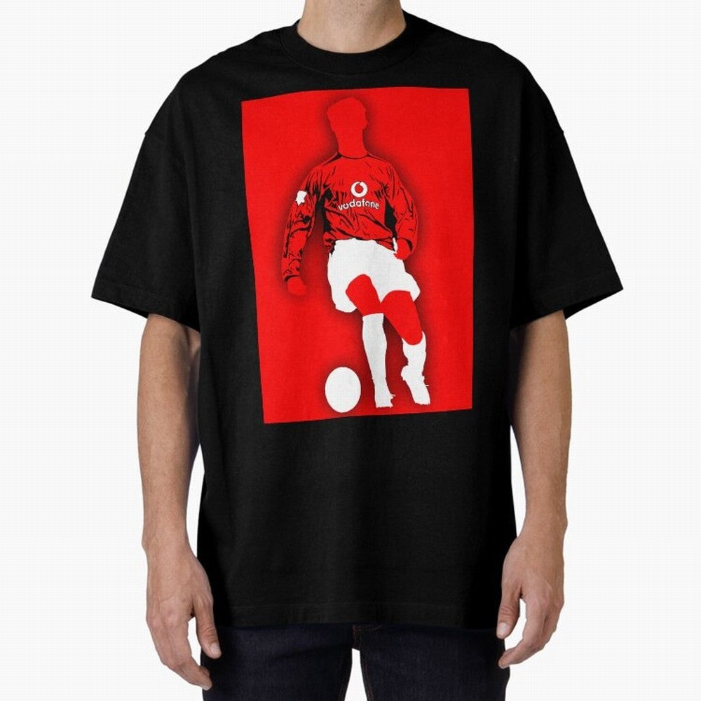 Cristiano Ronaldo Manchester United Silhouette ¨C Legendary Red Devil Artwork by GrizzlyGFX Oversized T-Shirt Support the Legends of Match Day Hype around FIFA World Cup 2026, Neymar, Argentina, Stadium Memories, Football Loyalty, International