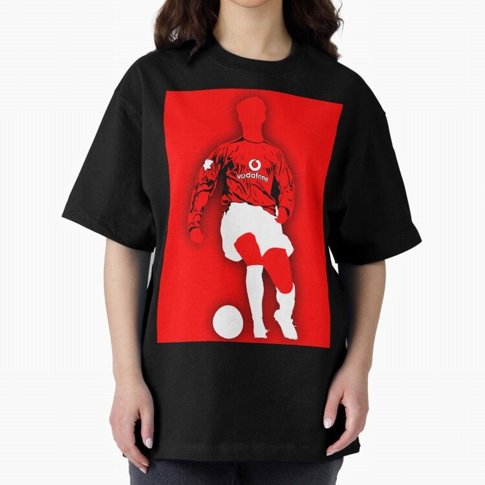 Cristiano Ronaldo Manchester United Silhouette ¨C Legendary Red Devil Artwork by GrizzlyGFX Oversized T-Shirt Support the Legends of Match Day Hype around FIFA World Cup 2026, Neymar, Argentina, Stadium Memories, Football Loyalty, International