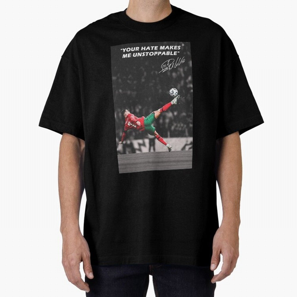 Cristiano Ronaldo Inspiration Oversized T-Shirt Honor the Football Icons of FIFA World Cup 2026 USA Canada Mexico Spirit, Inspired by Germany, Haaland, Retro Football Energy, Iconic Rivalries, Trophy Chase Drama and Stadium Atmosphere; Created for