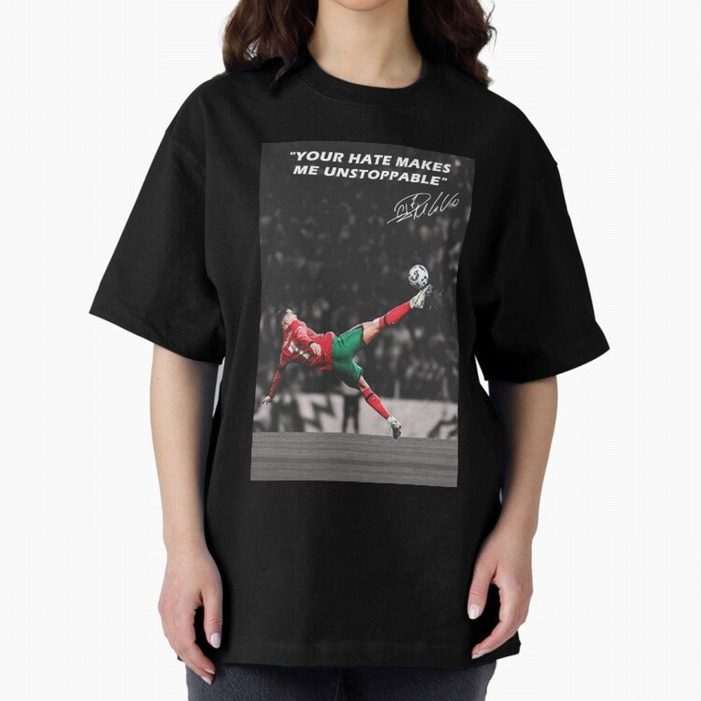 Cristiano Ronaldo Inspiration Oversized T-Shirt Honor the Football Icons of FIFA World Cup 2026 USA Canada Mexico Spirit, Inspired by Germany, Haaland, Retro Football Energy, Iconic Rivalries, Trophy Chase Drama and Stadium Atmosphere; Created for
