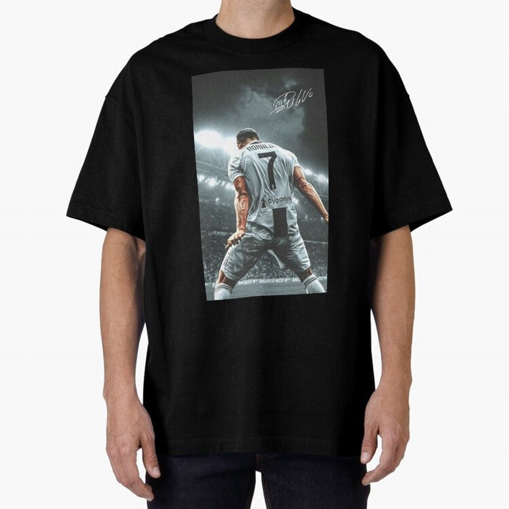 Cristiano Ronaldo Celebration Oversized T-Shirt Step into FIFA World Cup 2026 Group Stage Spirit, Capturing France and Portugal, Mbappe and Neymar, Stadium Chants, National Pride, Trophy Dreams and Unforgettable Football Memories; Great for