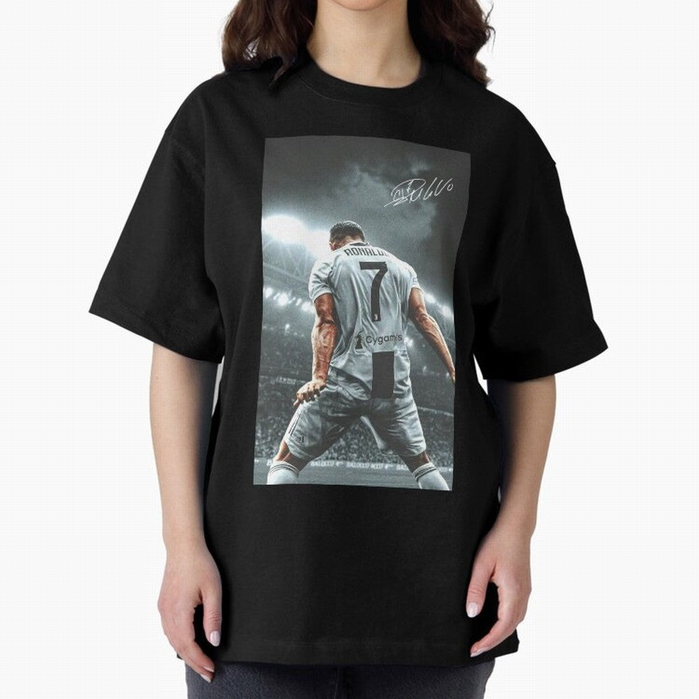 Cristiano Ronaldo Celebration Oversized T-Shirt Step into FIFA World Cup 2026 Group Stage Spirit, Capturing France and Portugal, Mbappe and Neymar, Stadium Chants, National Pride, Trophy Dreams and Unforgettable Football Memories; Great for