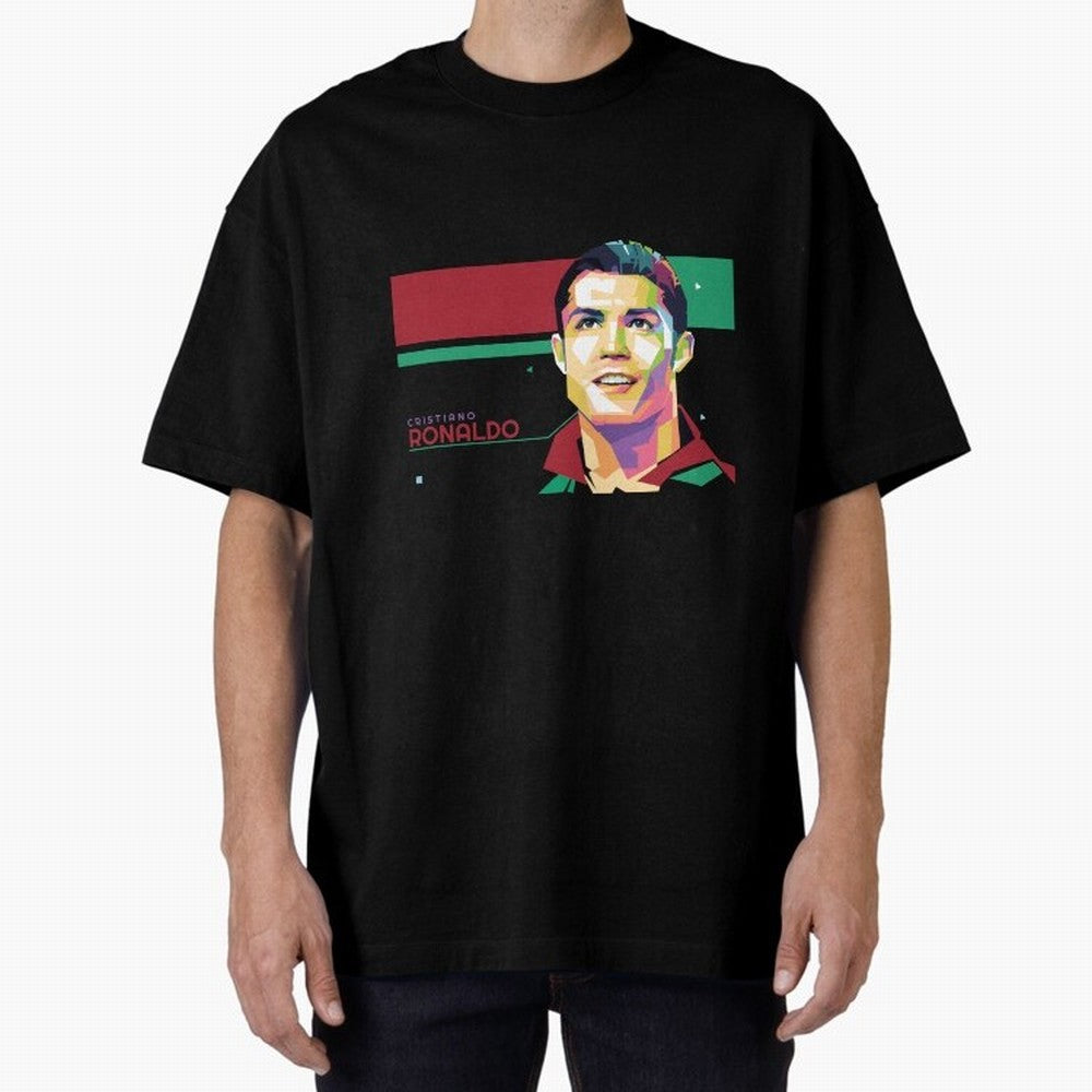 Cristiano Ronaldo ¨C Legendary Football Star & GOAT Artwork Oversized T-Shirt Join Supporters Worldwide for FIFA World Cup 2026 Driven by CR7 and Messi, Argentina, France and Brazil Energy, Classic Soccer Heritage, Championship Pressure, Fan