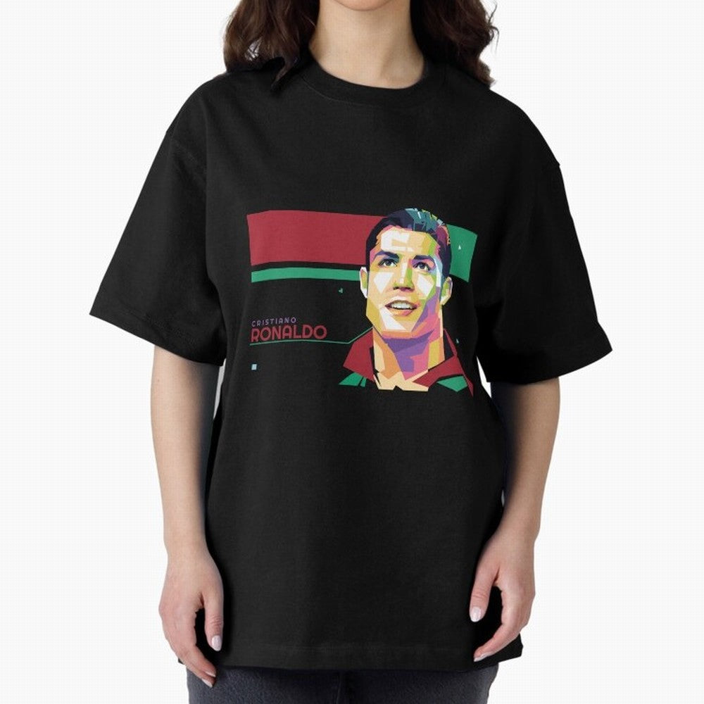 Cristiano Ronaldo ¨C Legendary Football Star & GOAT Artwork Oversized T-Shirt Join Supporters Worldwide for FIFA World Cup 2026 Driven by CR7 and Messi, Argentina, France and Brazil Energy, Classic Soccer Heritage, Championship Pressure, Fan