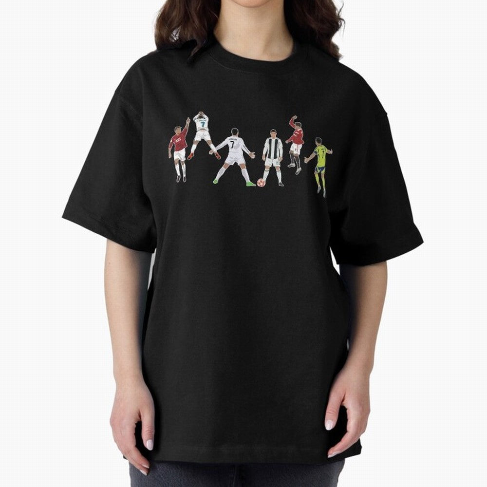 Ronaldo Forever Minimalist Career Goal Celebrations Oversized T-Shirt Stand Out with Spirit from FIFA World Cup 2026 Group Stage with Neymar, England and Germany Energy, Retro Football Energy, Iconic Rivalries, Trophy Chase Drama and Stadium