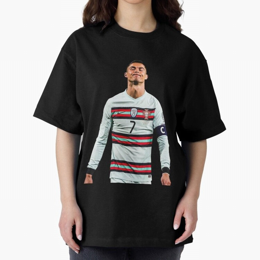 Cristiano Ronaldo Design Oversized T-Shirt Represent Football Lovers during FIFA World Cup 2026 USA Canada Mexico for Fans of Mbappe and Brazil, Bringing Supporter Pride, Iconic Celebrations, Legendary Names and Global Match Day Energy; Ideal for