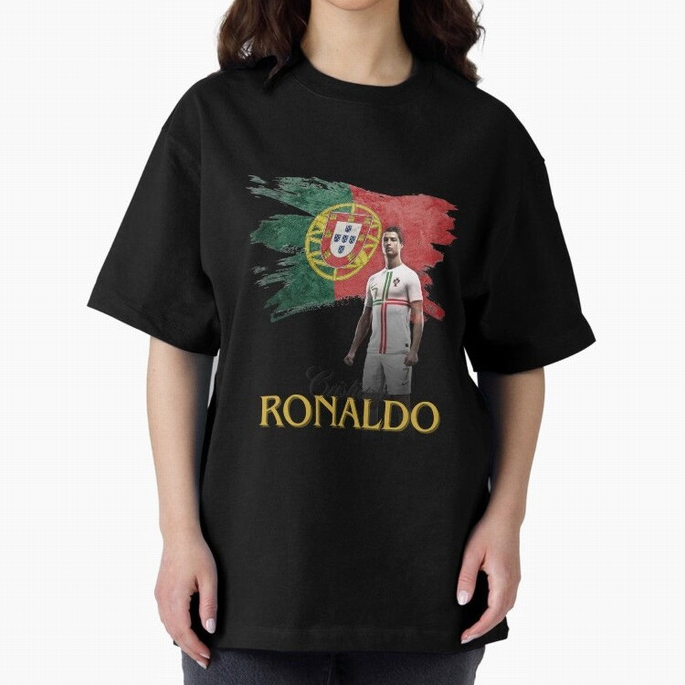 Cristiano Ronaldo - Portugal Flag Tribute (SIUUU!) Oversized T-Shirt Feel the Roar of the FIFA World Cup 2026 Journey through Neymar, Haaland and Cristiano Ronaldo Highlights, Argentina and Brazil Pride, Fan Favorite Moments, National Team Passion,