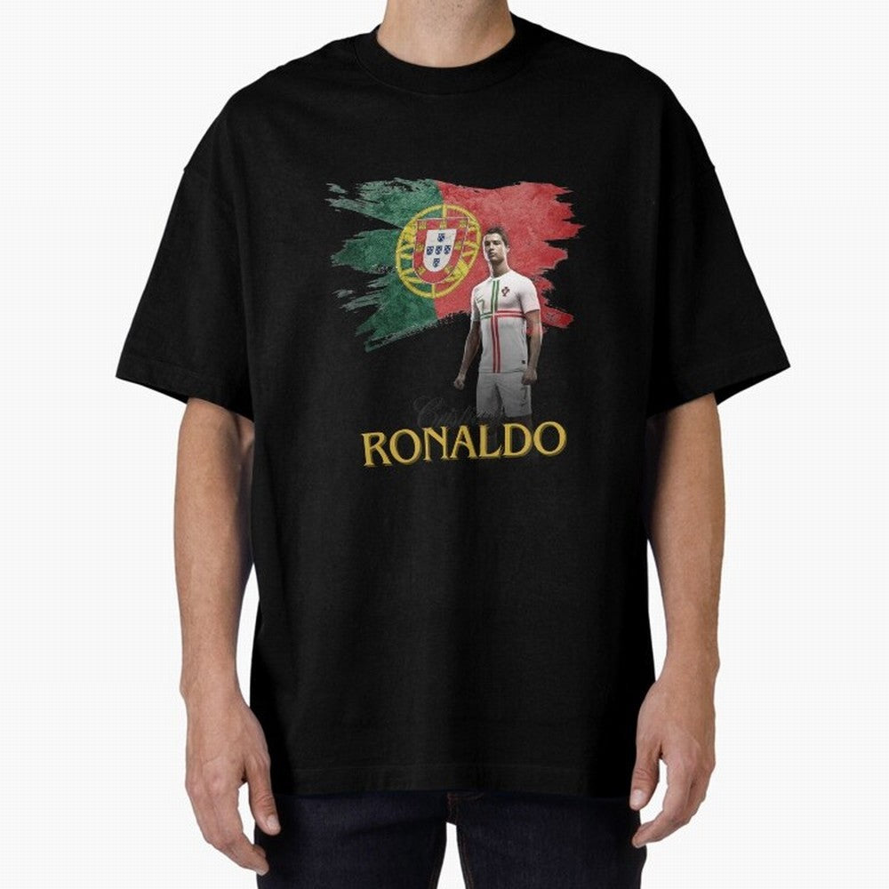 Cristiano Ronaldo - Portugal Flag Tribute (SIUUU!) Oversized T-Shirt Feel the Roar of the FIFA World Cup 2026 Journey through Neymar, Haaland and Cristiano Ronaldo Highlights, Argentina and Brazil Pride, Fan Favorite Moments, National Team Passion,
