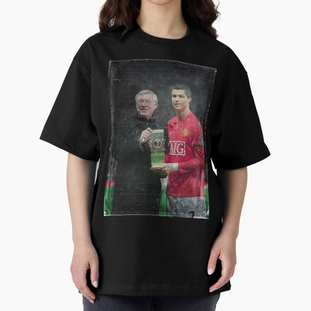 Cristiano Ronaldo and Sir Alex Ferguson Oversized T-Shirt Keep the Legacy of FIFA World Cup 2026 for Fans of Messi, Neymar and Mbappe and England and Germany, Bringing Fan Favorite Moments, National Team Passion, Big Match Drama and Soccer History;