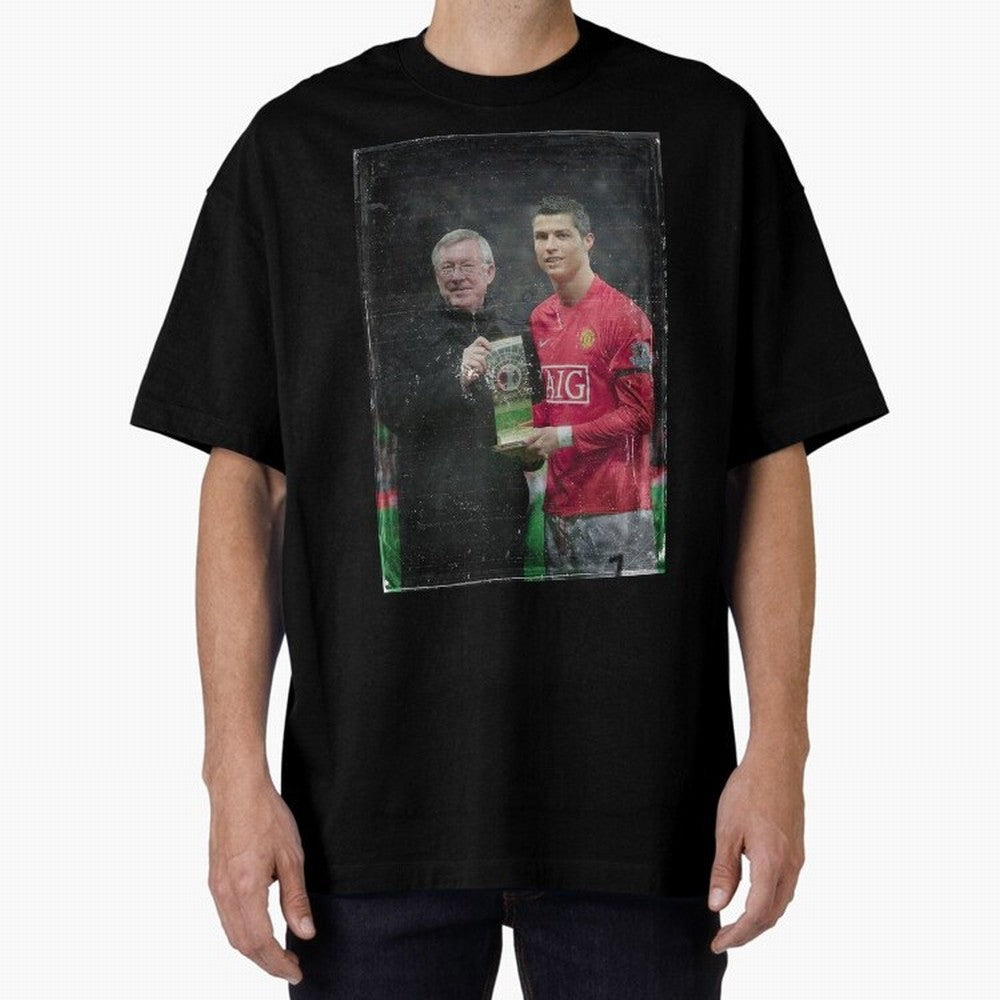 Cristiano Ronaldo and Sir Alex Ferguson Oversized T-Shirt Keep the Legacy of FIFA World Cup 2026 for Fans of Messi, Neymar and Mbappe and England and Germany, Bringing Fan Favorite Moments, National Team Passion, Big Match Drama and Soccer History;