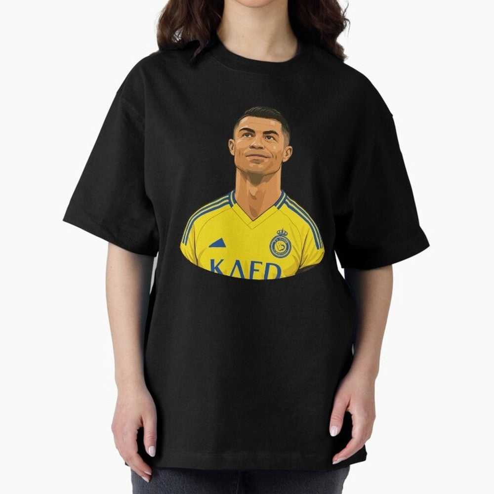 CR7 Oversized T-Shirt Back the Journey through Global Football Passion for FIFA World Cup 2026 Group Stage, Centered on CR7, Argentina, France and Brazil, Goal Celebration Energy, Supporter Heritage, Football Icons and Worldwide Tournament Joy;