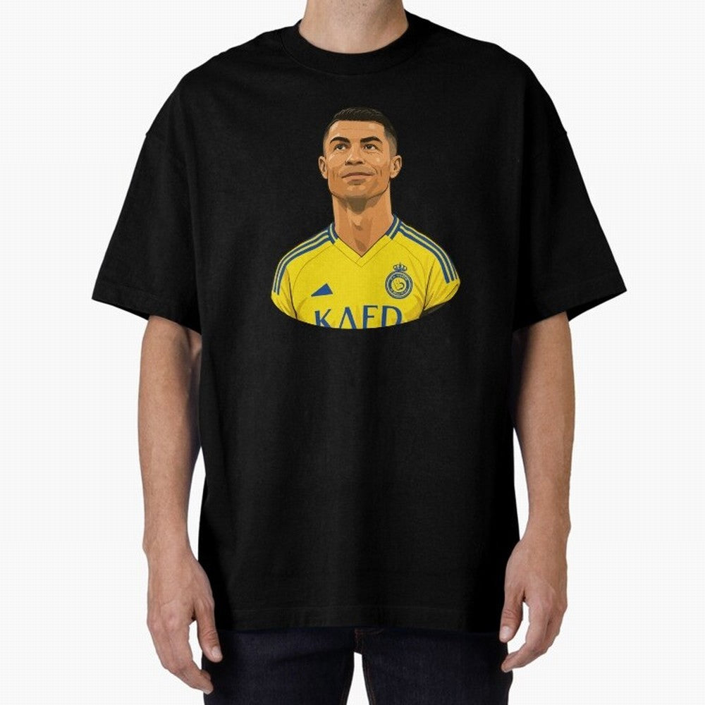 CR7 Oversized T-Shirt Back the Journey through Global Football Passion for FIFA World Cup 2026 Group Stage, Centered on CR7, Argentina, France and Brazil, Goal Celebration Energy, Supporter Heritage, Football Icons and Worldwide Tournament Joy;
