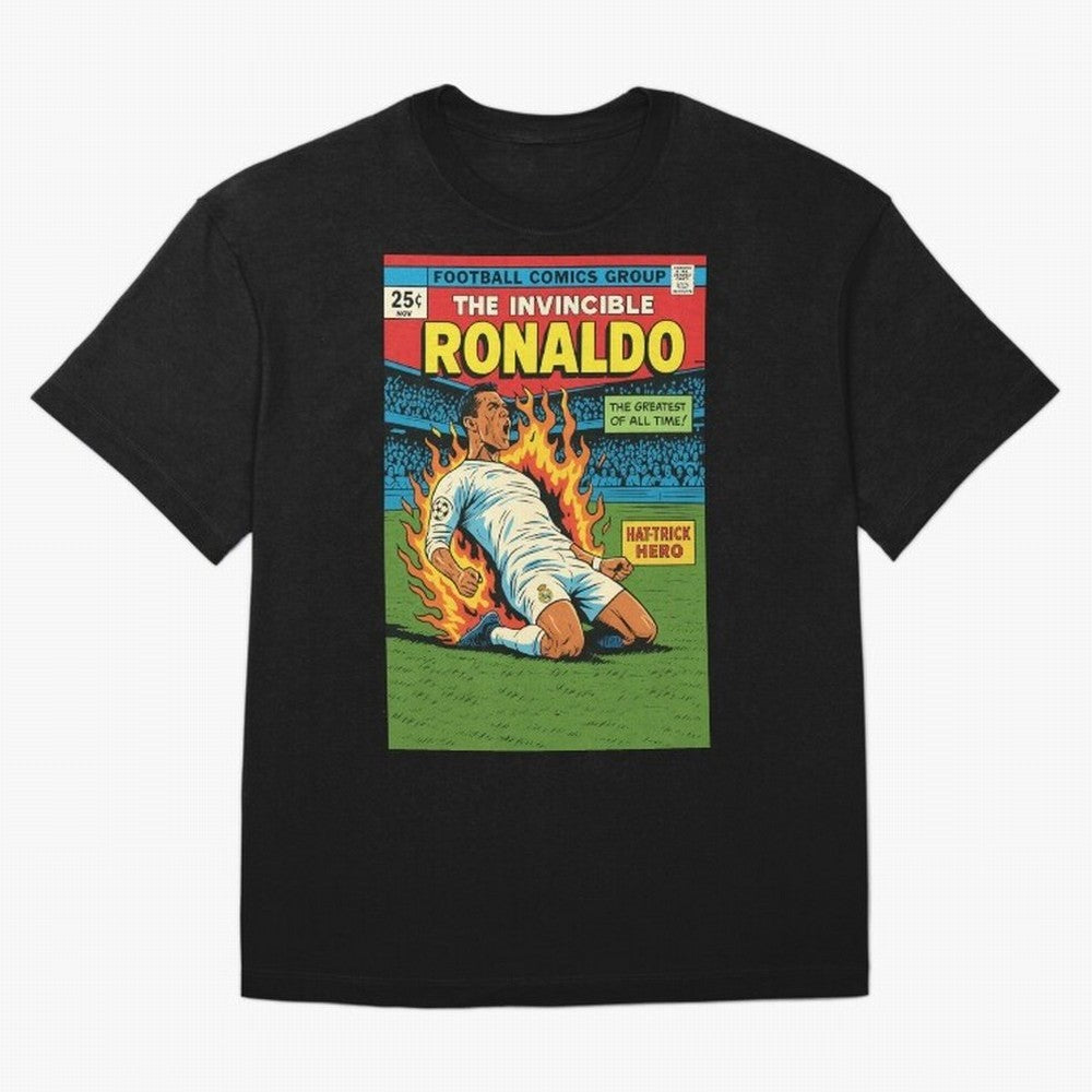 CR7 Comic Oversized T-Shirt Celebrate the Stars of Global Football Passion for FIFA World Cup 2026 Group Stage, Driven by CR7 and Messi, Germany, Soccer Culture, Superstar Moments, National Team Dreams and Competitive Fire; Great for Supporters Who