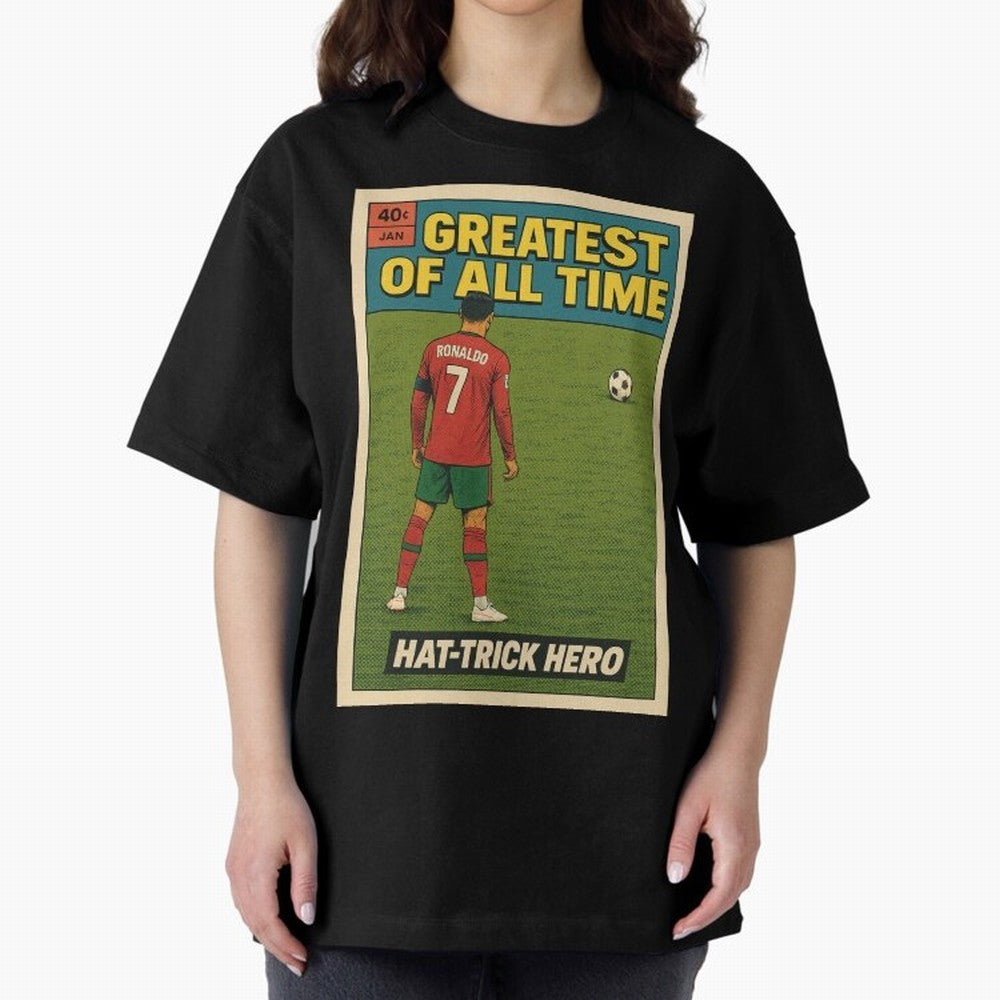 CR7 Comic Oversized T-Shirt Join Supporters Worldwide for Match Day Hype around FIFA World Cup 2026 USA Canada Mexico, Mbappe and Neymar, Argentina and Brazil, Vintage Soccer Flavor, Modern Football Stars, National Flags and Final Night Emotion;