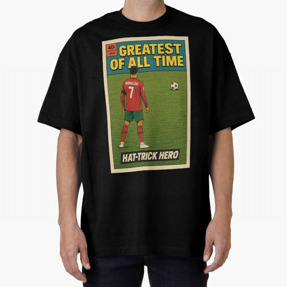 CR7 Comic Oversized T-Shirt Join Supporters Worldwide for Match Day Hype around FIFA World Cup 2026 USA Canada Mexico, Mbappe and Neymar, Argentina and Brazil, Vintage Soccer Flavor, Modern Football Stars, National Flags and Final Night Emotion;