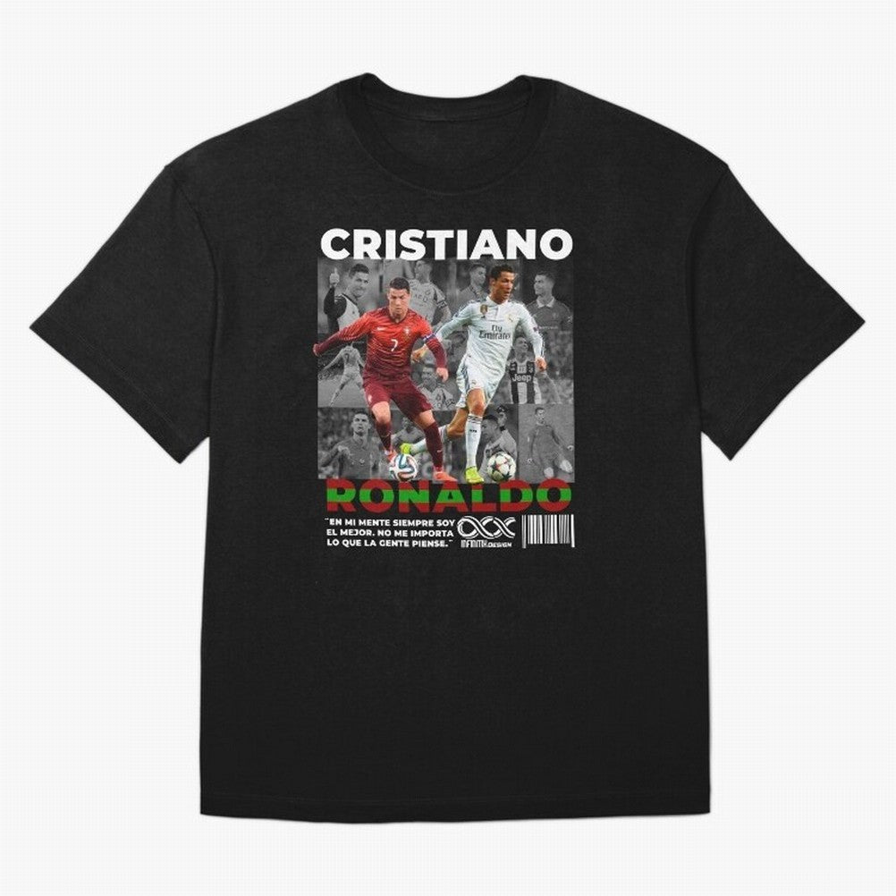 Cristiano Ronaldo Collage Oversized T-Shirt Celebrate the Magic of the FIFA World Cup 2026 Journey through CR7 and Messi Highlights, Brazil Pride, Vintage Soccer Flavor, Modern Football Stars, National Flags and Final Night Emotion; Made for Die