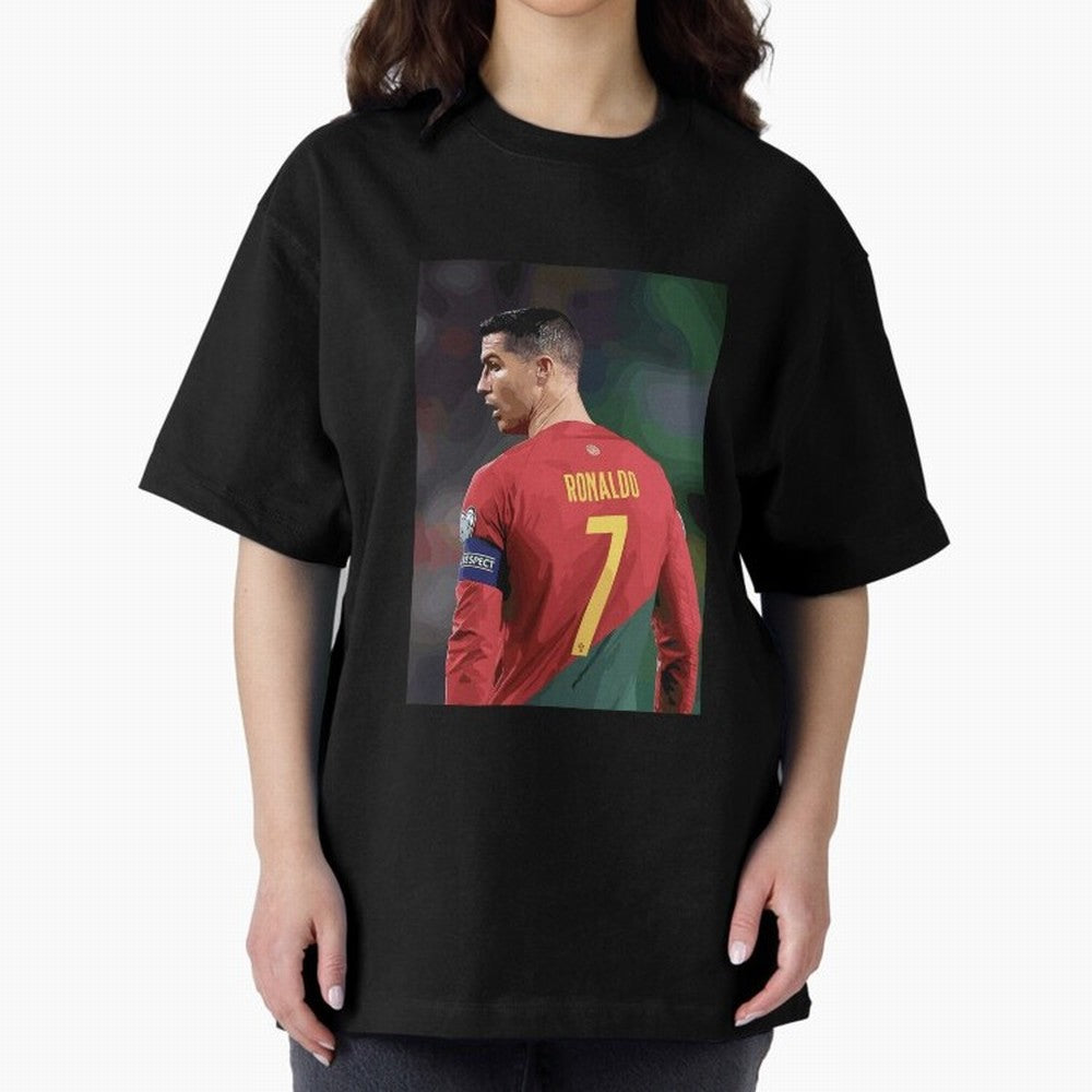 Cristiano Ronaldo Oversized T-Shirt Show Championship Spirit for FIFA World Cup 2026 USA Canada Mexico for Fans of Messi and Cristiano Ronaldo and Portugal, Spain and Germany, Bringing Football Festival Excitement, Trophy Ambitions, Country