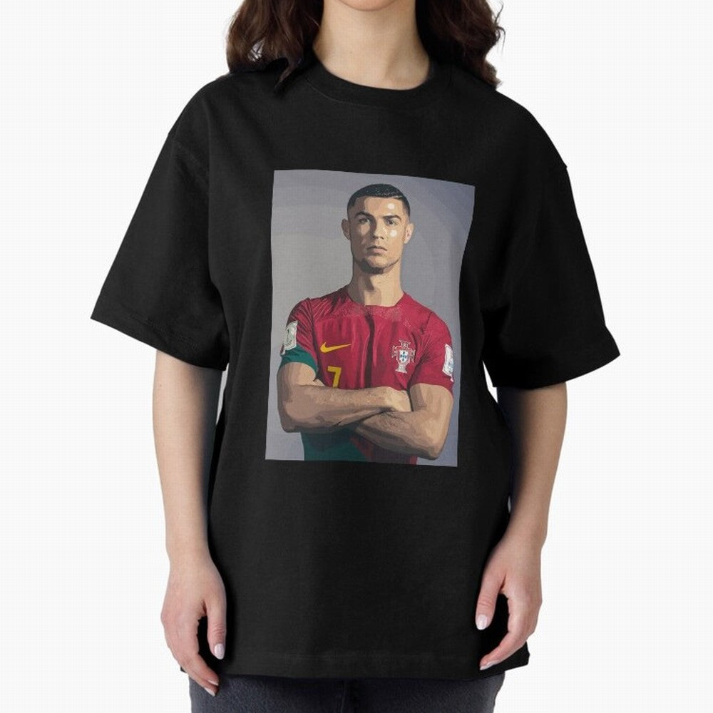 Cristiano Ronaldo Oversized T-Shirt Feel Global Football Passion for FIFA World Cup 2026, Inspired by Cristiano Ronaldo, Portugal, Spain and Germany, Retro Football Energy, Iconic Rivalries, Trophy Chase Drama and Stadium Atmosphere; Perfect for