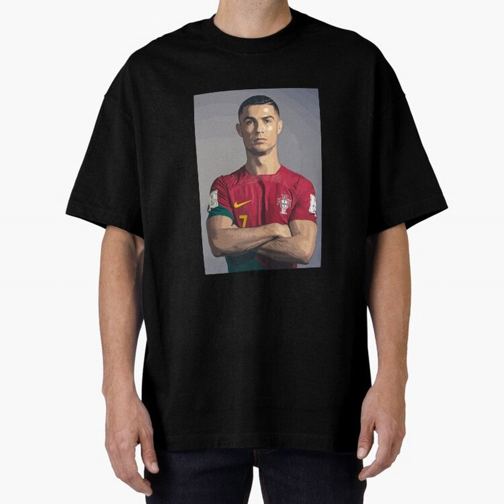 Cristiano Ronaldo Oversized T-Shirt Feel Global Football Passion for FIFA World Cup 2026, Inspired by Cristiano Ronaldo, Portugal, Spain and Germany, Retro Football Energy, Iconic Rivalries, Trophy Chase Drama and Stadium Atmosphere; Perfect for