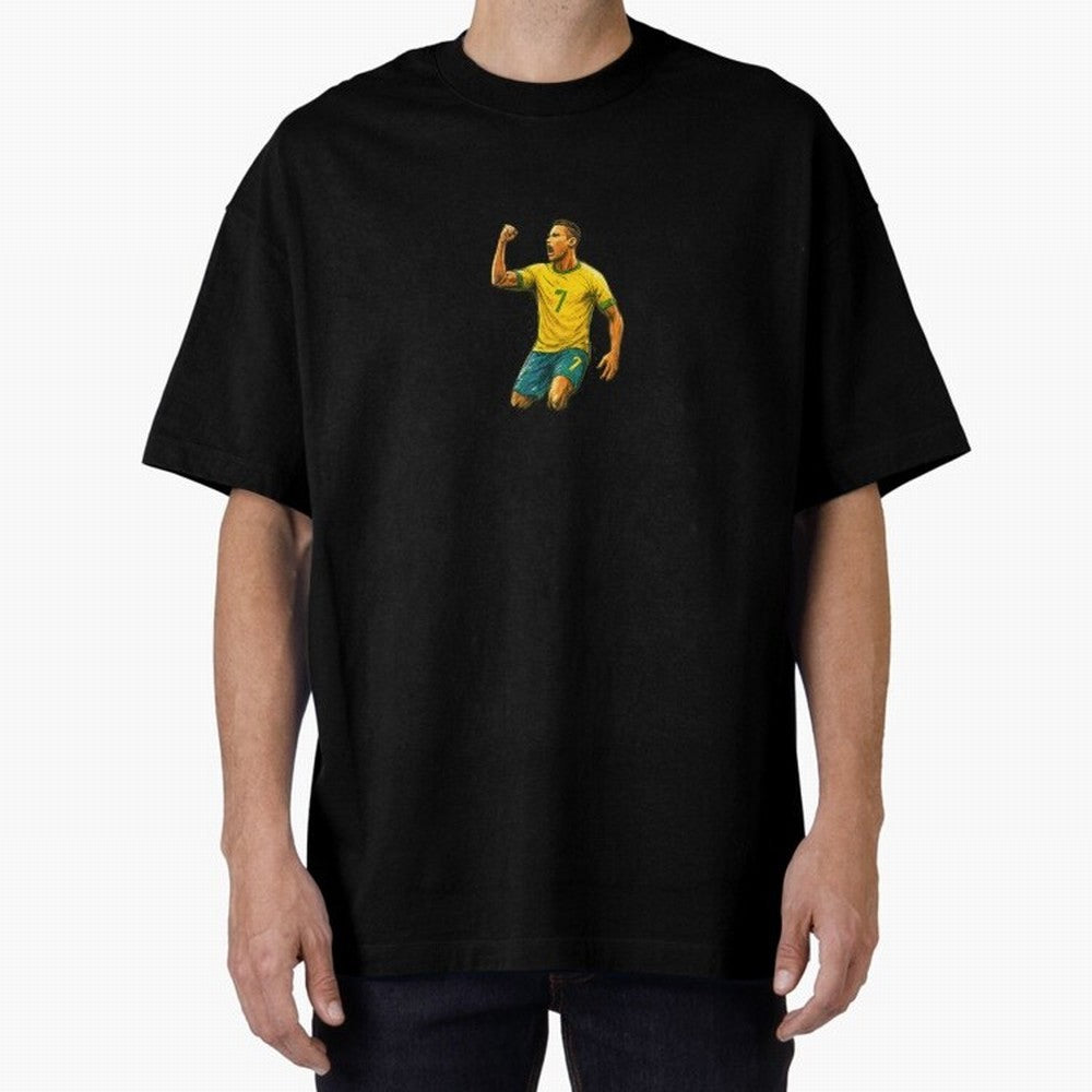 Energetic Soccer Celebration ¨C Number 7 Sketch Art Oversized T-Shirt Fuel the Hype around Match Day Hype around FIFA World Cup 2026 USA Canada Mexico, Messi, CR7 and Mbappe, Argentina and Brazil, Football Festival Excitement, Trophy Ambitions,