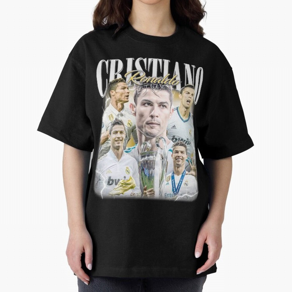 Cr7 Vintage Tribute: Soccer Legend Collage | Limited Edition Oversized T-Shirt Support the Legends of Match Day Hype around FIFA World Cup 2026 Group Stage, CR7, Germany, Worldwide Fan Energy, Dramatic Goals, Stadium Lights and Championship