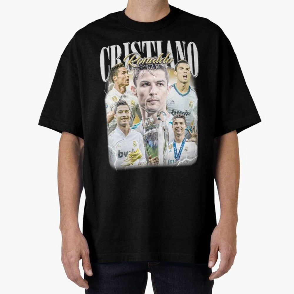 Cr7 Vintage Tribute: Soccer Legend Collage | Limited Edition Oversized T-Shirt Support the Legends of Match Day Hype around FIFA World Cup 2026 Group Stage, CR7, Germany, Worldwide Fan Energy, Dramatic Goals, Stadium Lights and Championship