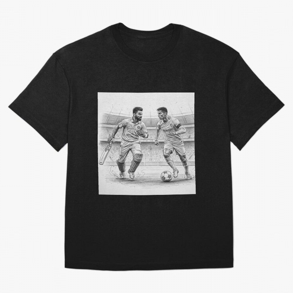 Virat Kohli and Cristiano Ronaldo Oversized T-Shirt Represent FIFA World Cup 2026 Spirit, Capturing France, Messi, CR7 and Mbappe, Fan Favorite Moments, National Team Passion, Big Match Drama and Soccer History; Made for Die Hard Supporters, Soccer