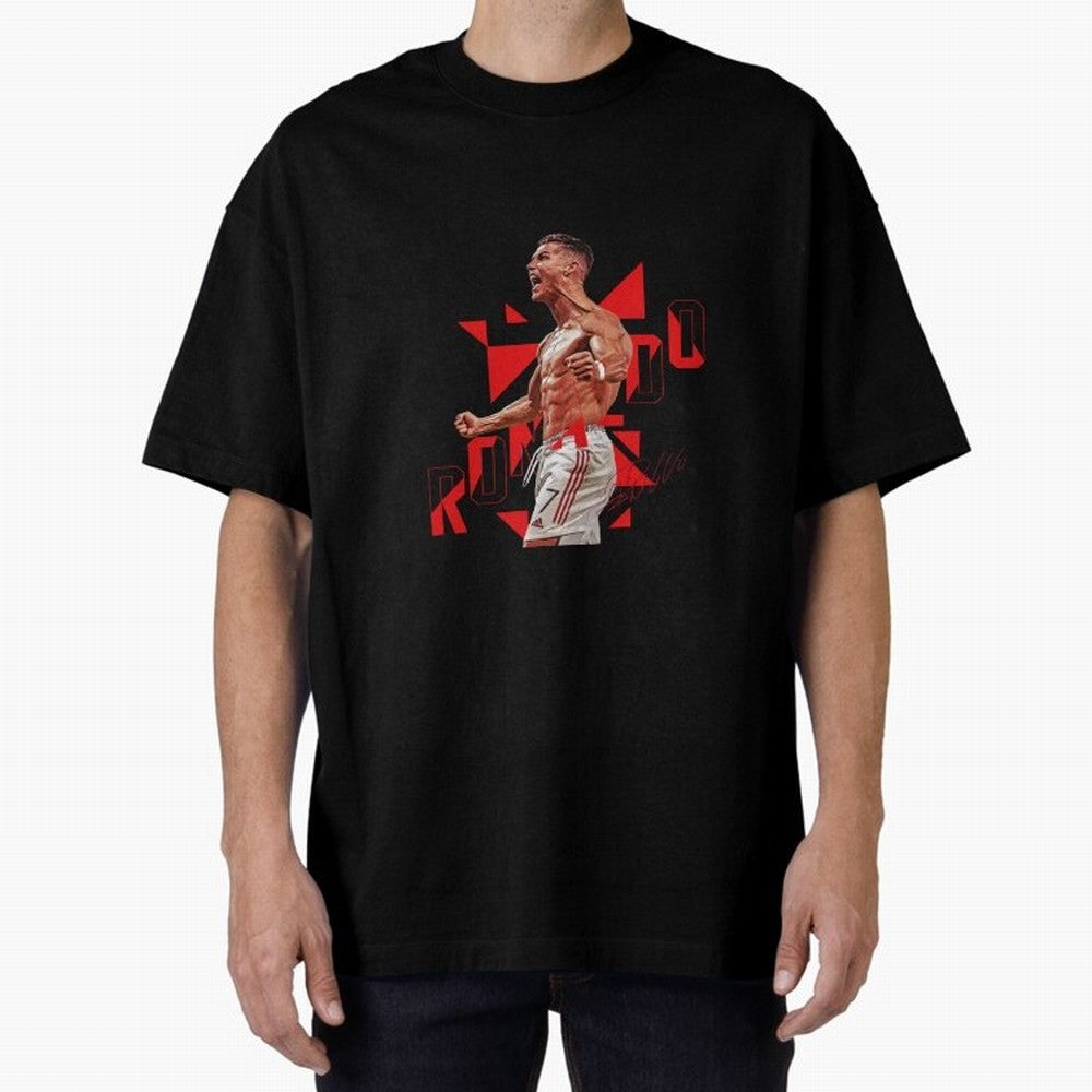 Cristiano Ronaldo Oversized T-Shirt Show Your Stadium Side during Global Football Passion for FIFA World Cup 2026 Group Stage, Connected to Messi, Neymar and Mbappe, Argentina, France and Brazil, Match Day Excitement, Supporter Culture, Golden