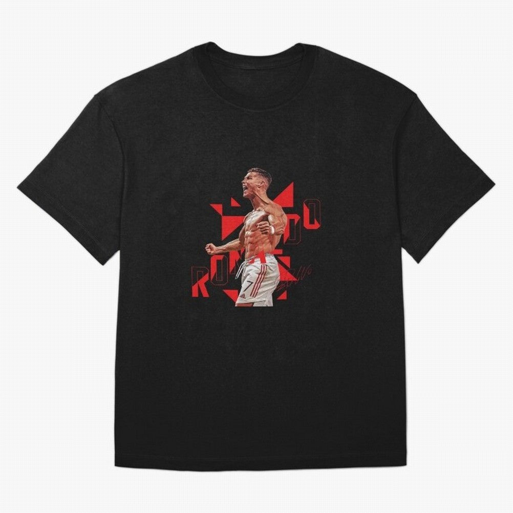 Cristiano Ronaldo Oversized T-Shirt Show Your Stadium Side during Global Football Passion for FIFA World Cup 2026 Group Stage, Connected to Messi, Neymar and Mbappe, Argentina, France and Brazil, Match Day Excitement, Supporter Culture, Golden