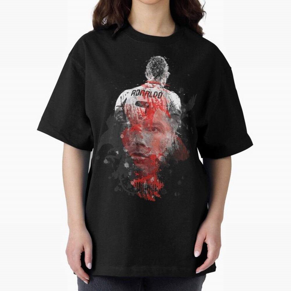 Abstract Football Player Portrait Retro Poster Art For Men, Gift For Soccer Fans Oversized T-Shirt Carry the Colors and Pride of Global Football Passion for FIFA World Cup 2026, Celebrating Messi, Brazil, Portugal and Argentina, Vintage Soccer