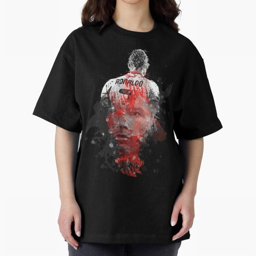 Abstract Football Player Portrait Retro Poster Art For Men, Gift For Soccer Fans Oversized T-Shirt Carry the Colors and Pride of Global Football Passion for FIFA World Cup 2026, Celebrating Messi, Brazil, Portugal and Argentina, Vintage Soccer